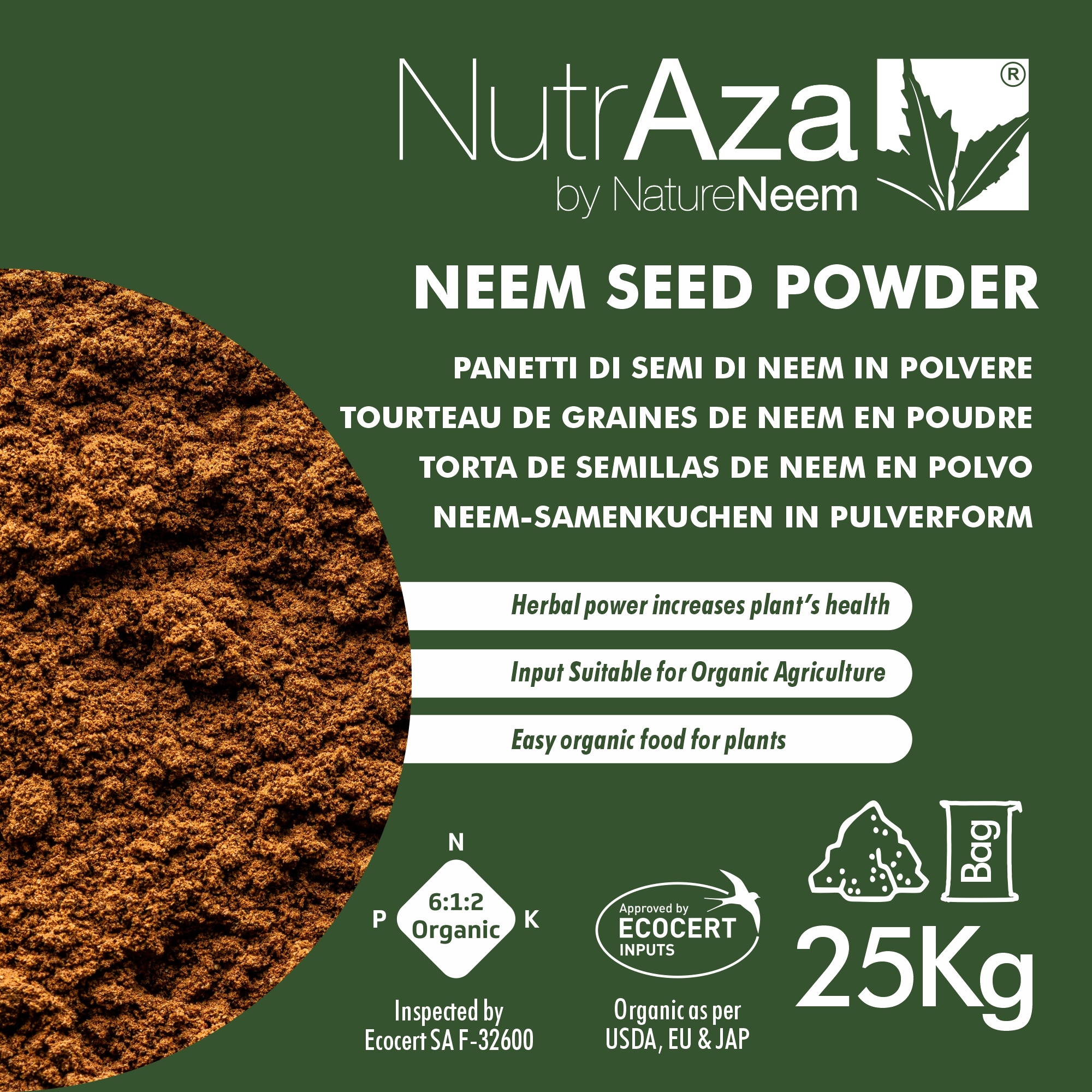 Pulver af neemfrø - Pose 25Kg fra NatureNeem