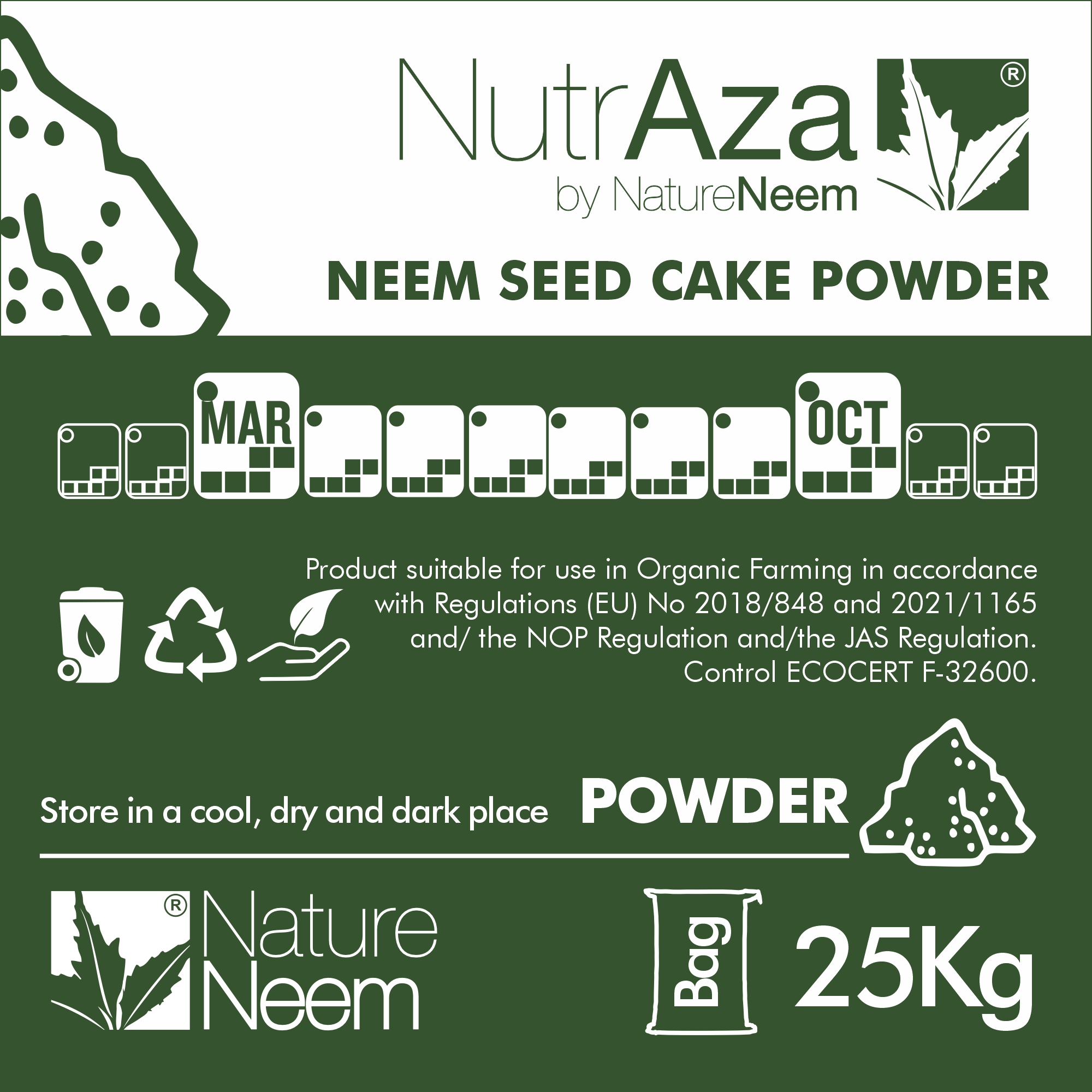 Poudre de graines de neem - Sac 25Kg de NatureNeem